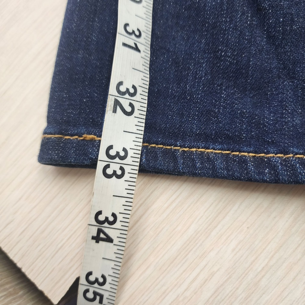 Tory Burch Women's Dark Denim Blue Jean Size 27 Straight Leg Gold Button Logo - Picture 6 of 14